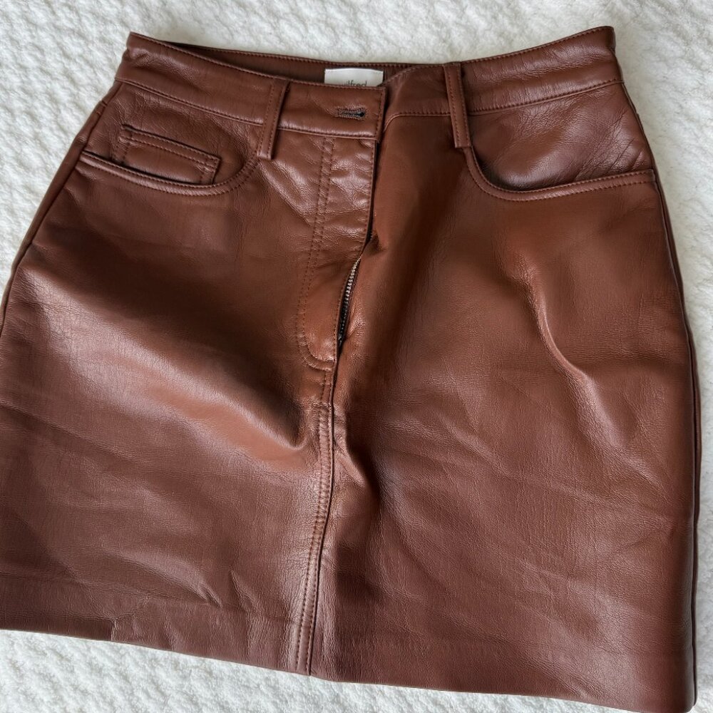 Brown Vegan Leather Skirt